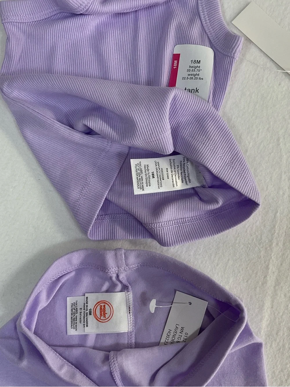 wonder nation Lilac Ribbed Tank and Bike Shorts Set